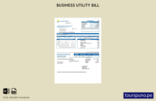 listo para imprimir EE.UU. Washington Sunnyside Utilities plantilla de factura d